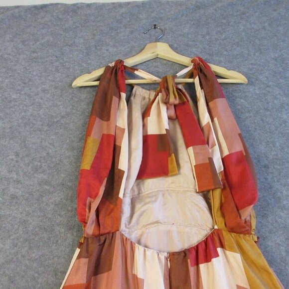 Where Mountains Meet Midi Dress Open Back S Silk Asymmetric Red Art To Wear 212 - Picture 10 of 13